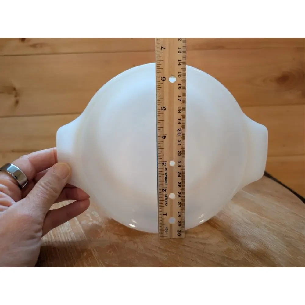 Vintage Pyr-O-Rey Milk Glass Round Casserole Baking Dish 6.5